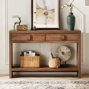 ONBRILL 55/57-Inch Fluted Entryway Table, Tambour Waterfall Design Console Table Behind Couch, Modern Wood Accent Sofa Table for Entrance, Hallway, Living Room