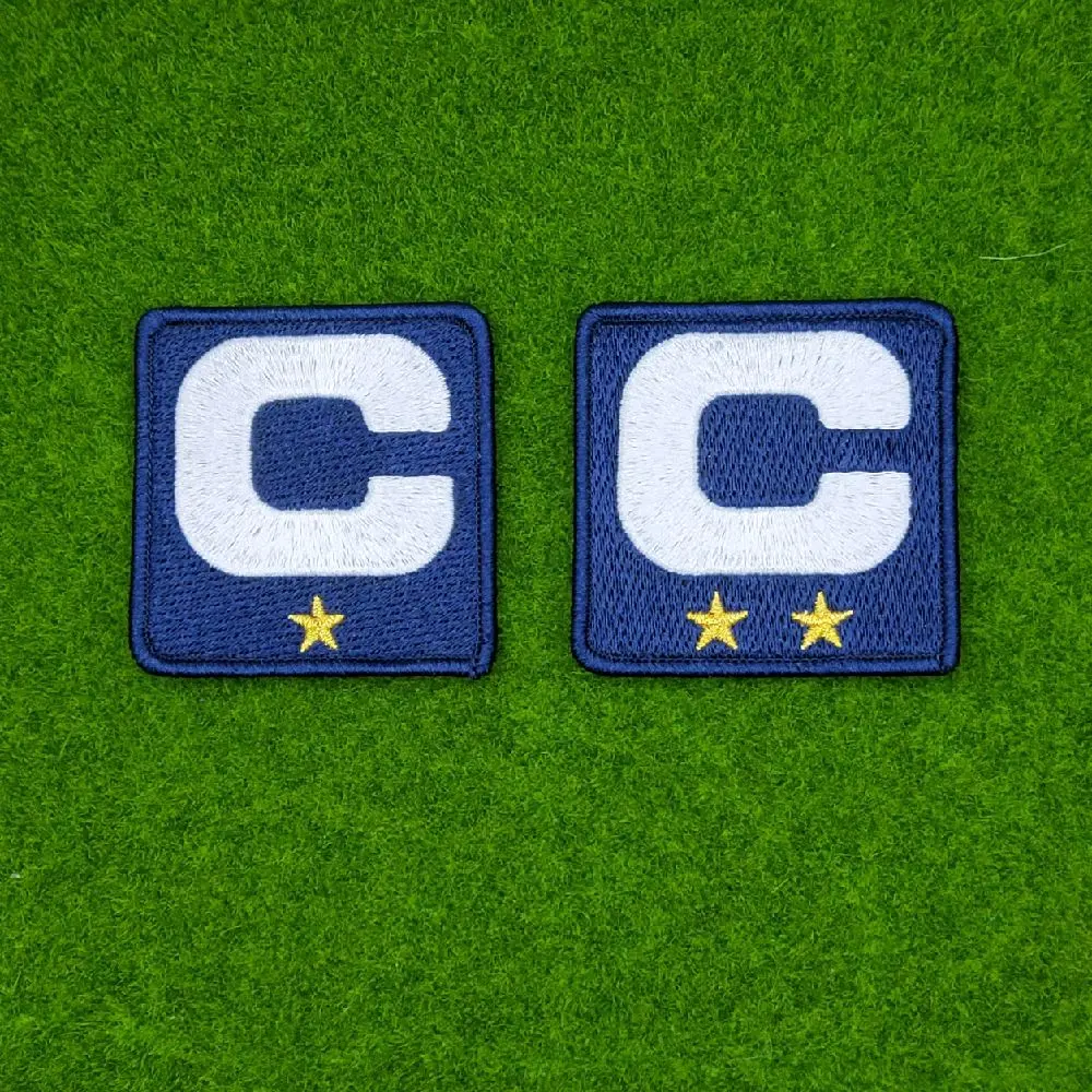 Football Team Captain Navy Blue Embroidered  Iron-on Jersey Patch - 2.5