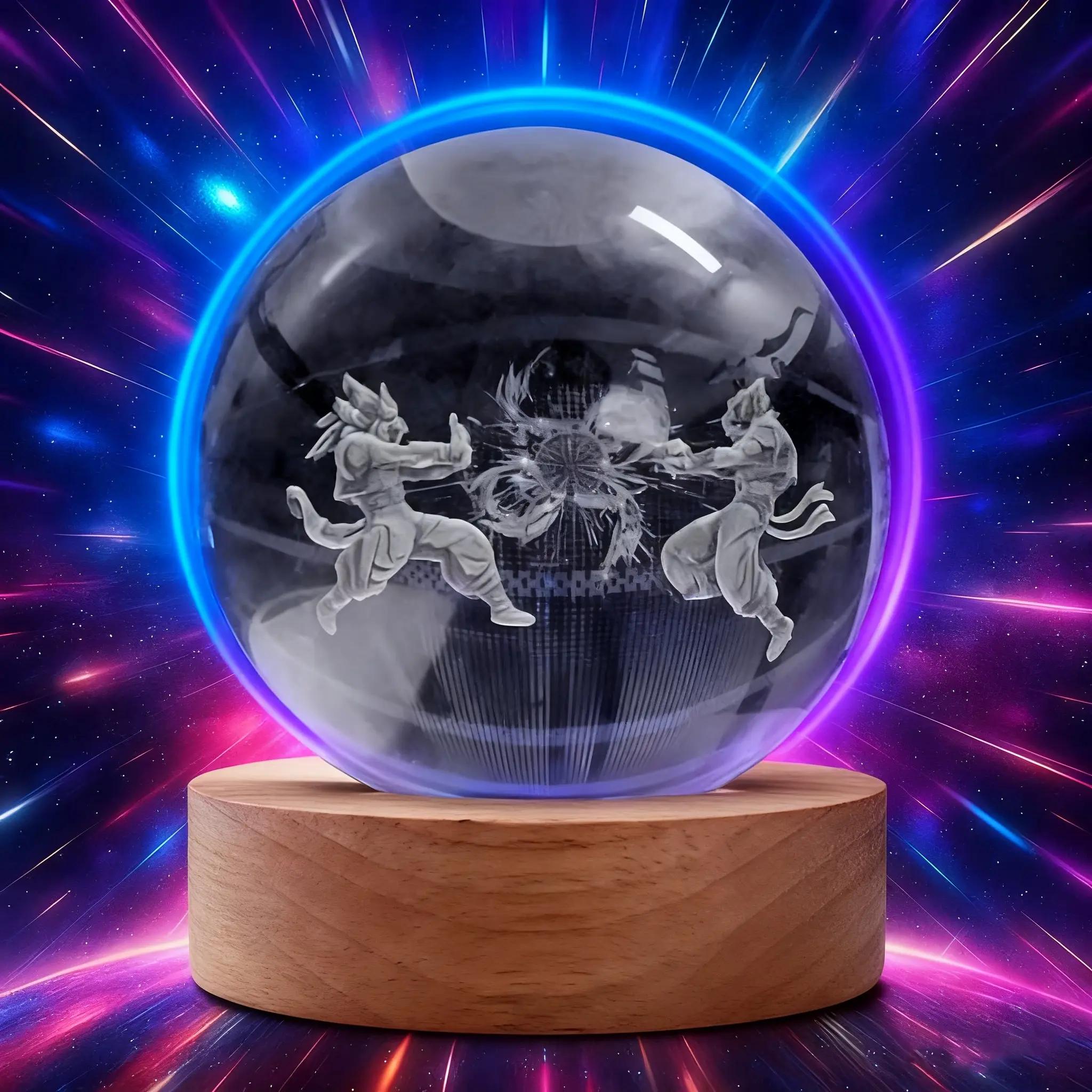 The New Model is New! DBZ Action Figures Lamp 3.15inch3D K9 Crystal Ball Night Light with Wooden Base 7 Colors Change On-Off Control Ideal for Boys Christmas and Room Decor summerwins