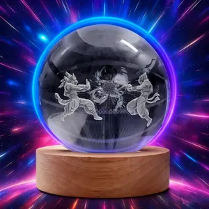 The New Model is New! DBZ Action Figures Lamp 3.15inch3D K9 Crystal Ball Night Light with Wooden Base 7 Colors Change On-Off Control Ideal for Boys Christmas and Room Decor