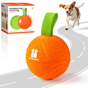 Potaroma Interactive Dog Ball with Rope, Motion Activated Automatic Bouncing Ball, 3 Modes Durable E-TPU Chew Toy, USB Rechargeable 3.2 Inch for Medium Large Dogs