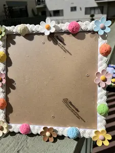 Handmade Decoden Kawaii Photo Frame 9''x 9'' | Cream Glue Cute Kawaii Dolls, Dog Kitty Character Deco Charms, Birthday/ Mother's Gift