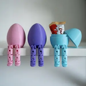 Custom Color 3 Eggs Shelf Sitter Storage - 3D Printed Desk Buddy with Legs, Personalized Pill Case, Quirky Desk Decor Gift