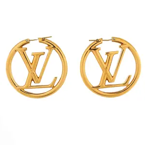 Pre-owned Louis Vuitton Louise Hoop Earrings Metal GM by Rebag