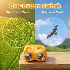 Kids' 2-in-1 Handheld Microscope-Telescope, 1000X Magnification, 4K 2.0" Screen, Photo & Video Camera, Rechargeable Portable STEM Toy, National Children's Day & Birthday Gift 387
