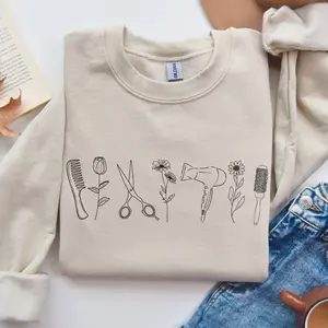 Minimalist Hairstylist Sweatshirt, Wildflower Hairdresser Shirt, Hair Therapist, Hairstylist Gift, Cosmetology Grad Gift, Cosmetologist