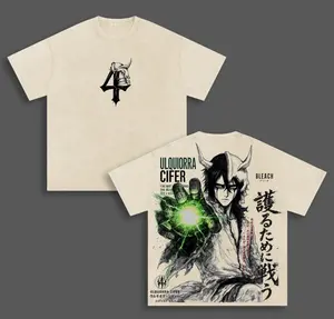 Ulquiorra Cifer Bleach Anime Double Printed Vintage Washed Tee Unisex Oversize Anime Manga Washed Heavyweight Cotton T-shirt