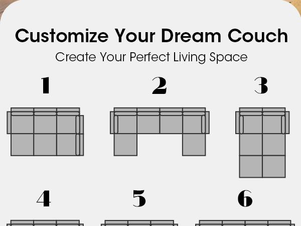 128" 6 Seat Modular Sectional Sofa with Storage, Sturdy Solid Wood Structure, Modular Sectional Sofa Cloud Couch Washable, Spacious Couches for Living Room, Apartment, Loft, Dark Blue