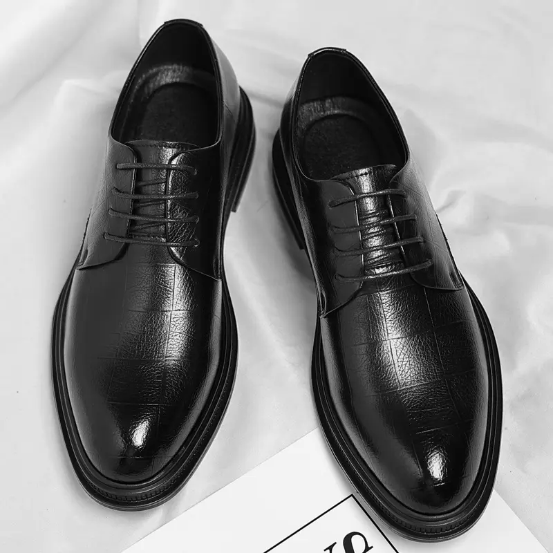 Brand Bdhjydb Men's Vintage Flat Shoes - Versatile Black Outdoor Business Dress Shoes