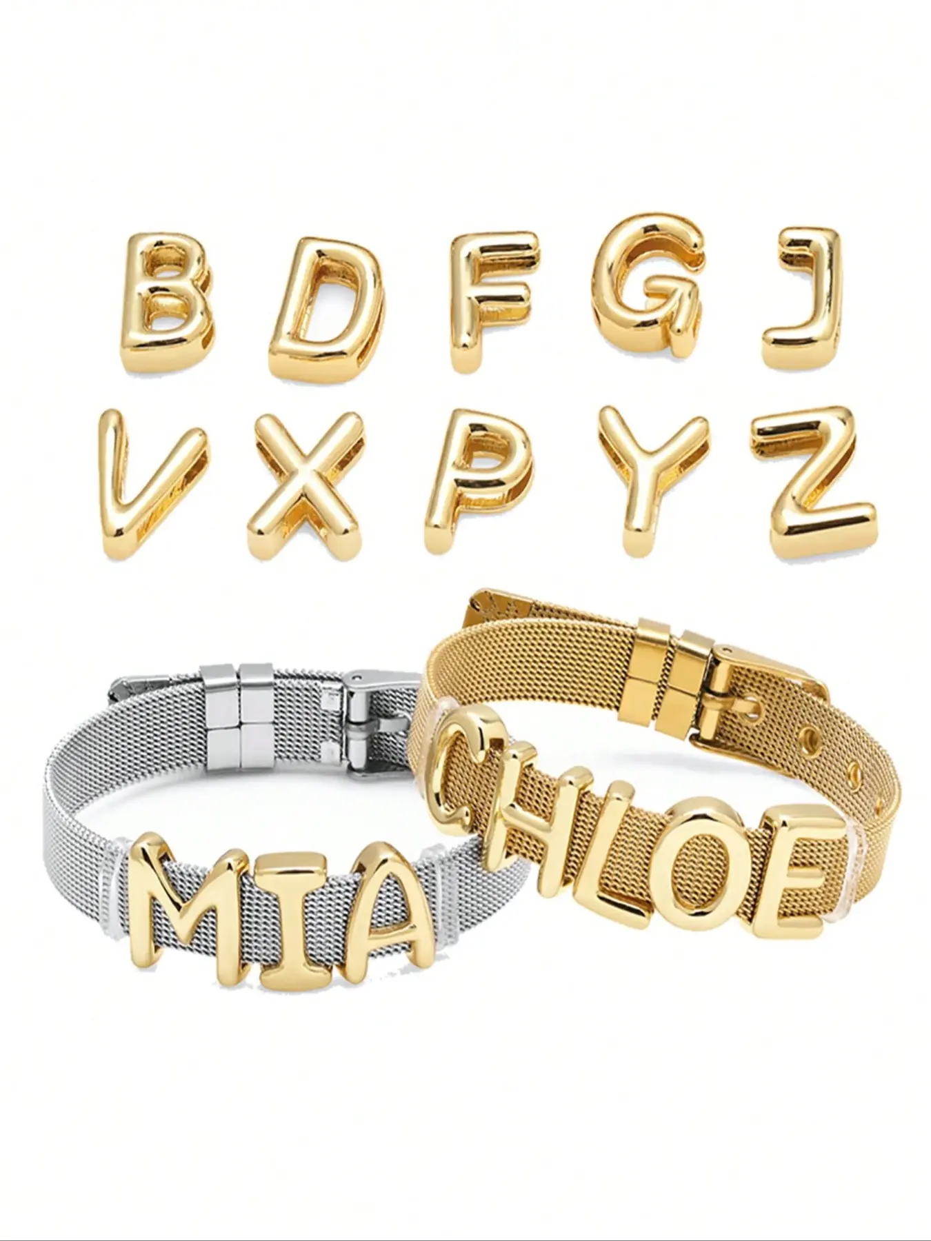 Personalized Smooth A-Z Initial Charm Bracelet for Women, Customizable Name Letter Jewelry, Perfect Gift for Christmas Birthday Party, Trendy Fashionable Accessories