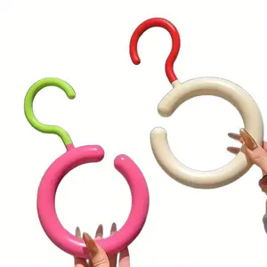 2pcs dopamine color rotary punch-free door hook, modern plastic multi-purpose hook for scarves, hats, bags, keys - easy to install, home and office space saver, Utility Hooks