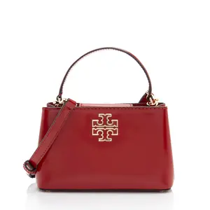 Pre-owned Tory Burch Leather Shoulder Bags Patent Britten Micro Top Handle