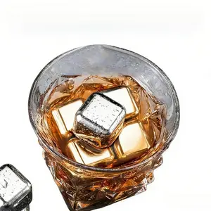 Reusable Ice Cubes Whiskey Stones Gift Set with Clips, Stainless Steel Reusable Ice Cube Holders, Premium Cooling Rocks for Drinks