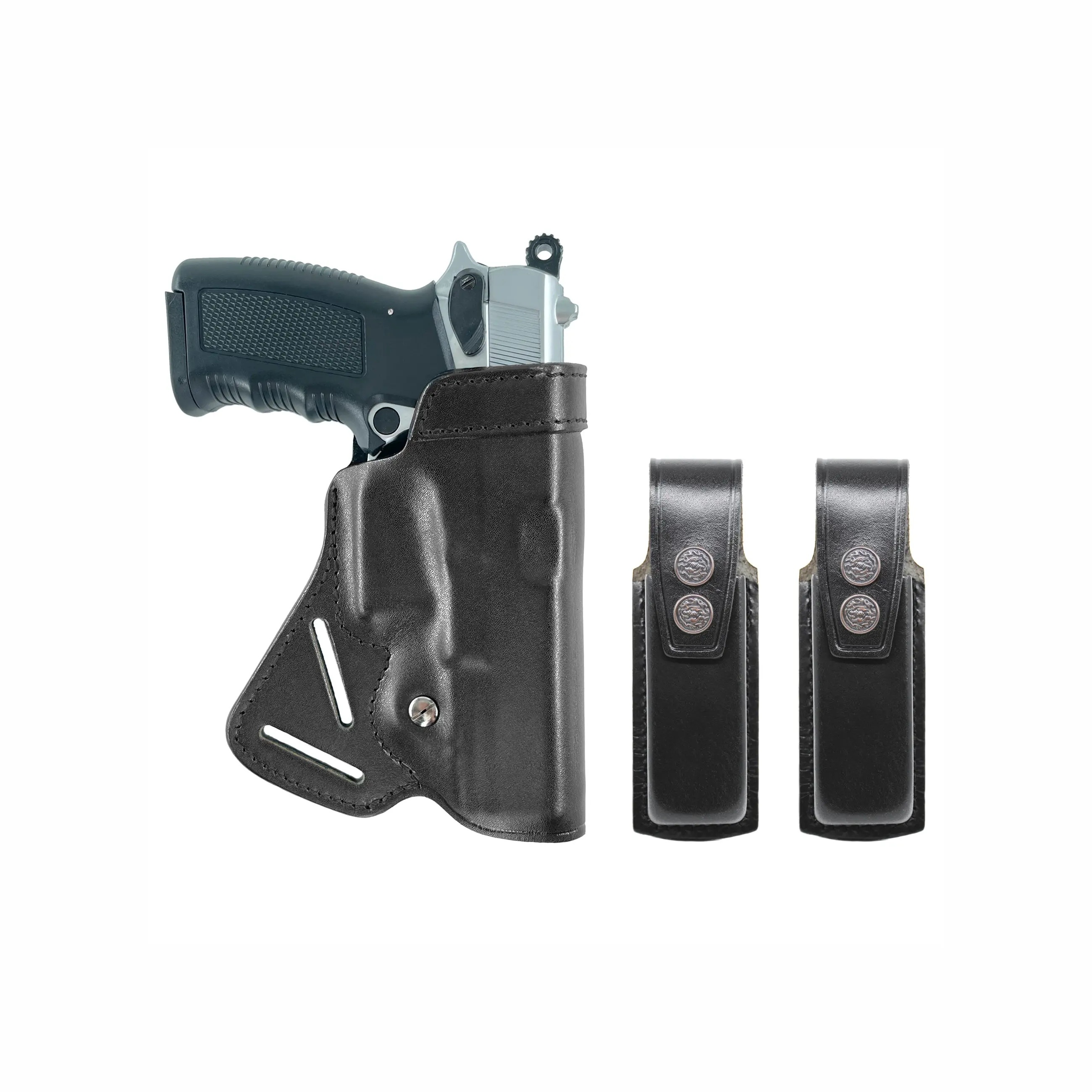 ALIS711202 Small of Back Leather Holster & Two Single Mag Pouches Fits Colt 1911 RH Handmade!