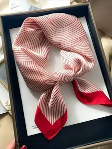 1pc Women's Printed Scarf Work Necktie Fashion Hairband 70 Square Satin Silk Headscarf Suitable For Business, Casual And Street Fashion Bandana,Hair Band,Head Band Ideal For Dressing Up Your Look Fashion Hair Scarves