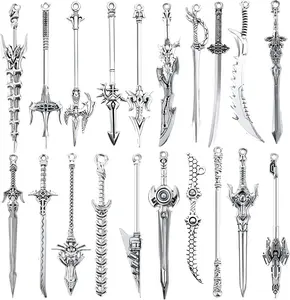 20 count Antique Swords Bookmark Metal   Charms   Sword Pendants Mini Ancient  Accessory  for Book Lovers DIY Necklace Bracelet Crafting
