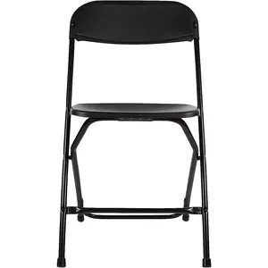 BTExpert Black Plastic Folding Chair Steel Frame Commercial High Capacity Event Chair lightweight Set for Office Wedding Party Picnic Kitchen Dining Church School