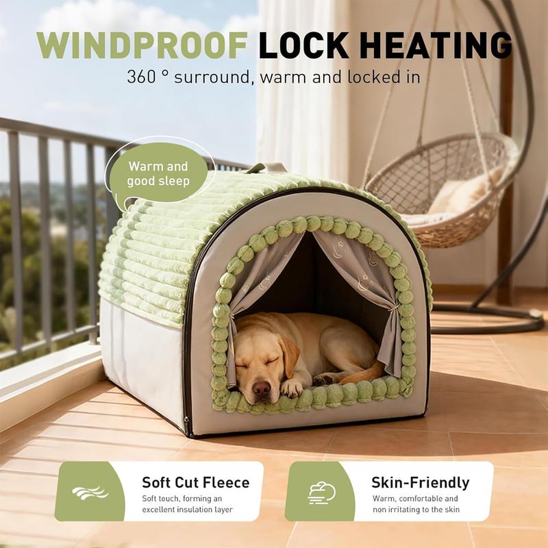 Petfeet Indoor Dog House, Four Seasons Cat House for Small, Medium, Extra Large Dogs and Cats, Pet Shelter, Removable, Washable Pet Tent, Dog Bed with Privacy Gate, Warm Soft Kennel with Removable Cushion