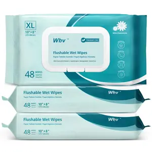 Flushable Wipes for Adults,  8"x10"  Wipes for Toilet & Personal Cleansing, Chamomile and Vitamin E,  -Based, Septic & Sewer Safe, Unscented, 144 Count (3 Packs)