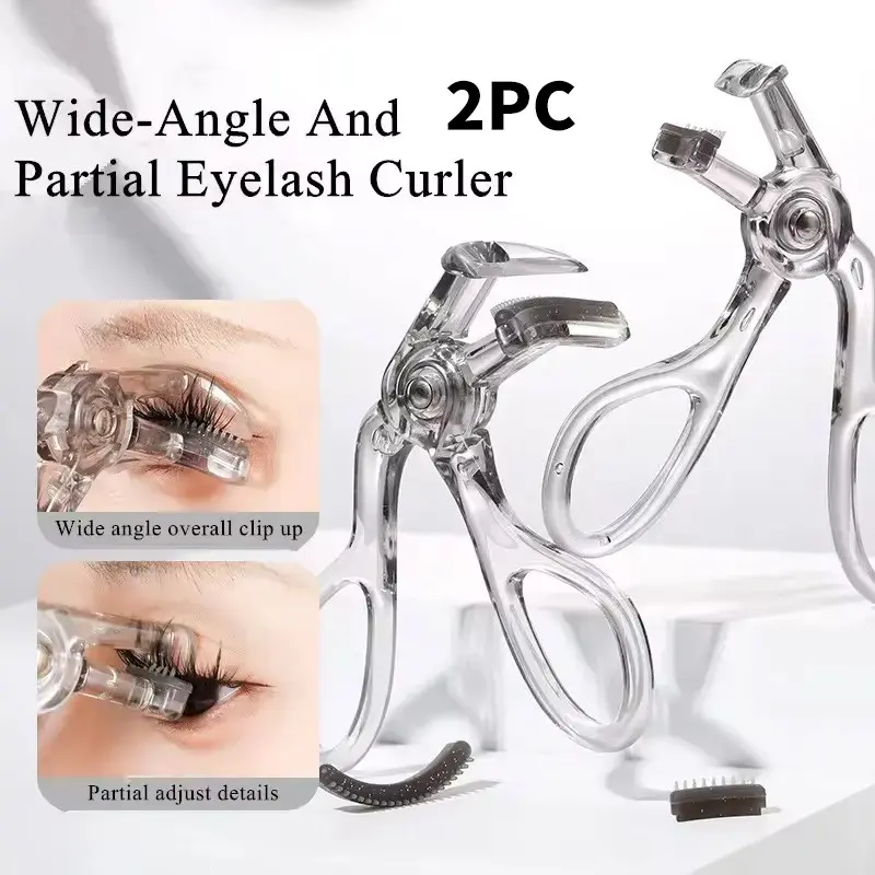 2pcs Eyelash Curler Set with Comb, Beauty Lash Curler Professional Partial & Wide-Angle Lash Curlers, Daily Use Makeup Tool with Replacement Pads, Natural Long-Lasting Curl, Curling Lashes, Easy to Use, Eyelash Curler For Hooded Eyes