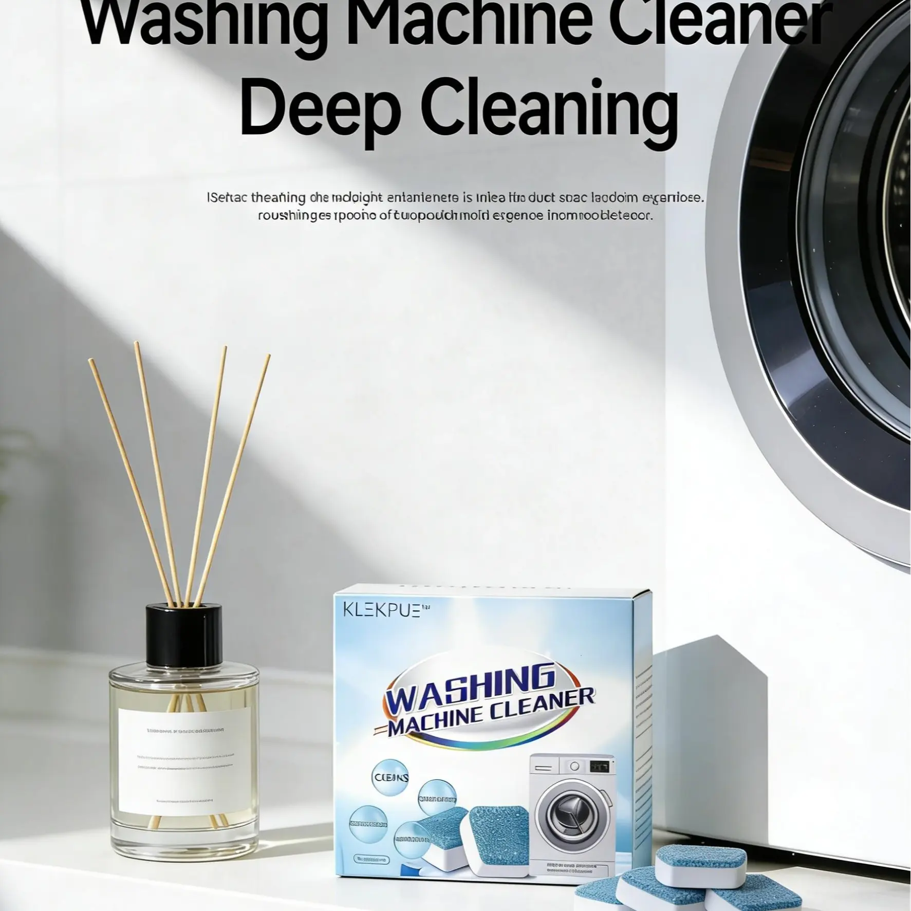 Household Washing Machine Cleaner Effervescent Tabs - 12-Tablets/1 Box Septic-Safe Powder, 6-Month Supply, Deep Cleaning Formula for Front/Top Loaders, Compatible with GE, LG, Samsung, Whirlpool, Maytag