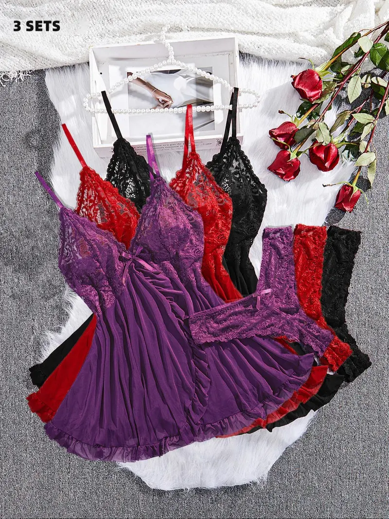 Women's Solid Color Lace Sexy Lingerie Three-piece Set, Sexy Comfy Breathable Lingerie Set for Daily Wear, Women Sexy Lingeries & Costumes for All Seasons - TikTok Shop Women's Solid Color Lace Sexy Lingerie Three-piece Set, Sexy Comfy Breathable Lingerie Set for Daily Wear, Women Sexy Lingeries & Costumes for All Seasons - TikTok Shop