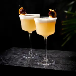 RAYE Drinkware Crystal Sour Glasses - Elegant, Lead-Free, Angled Design, 2-Pack cocktail barware professional aesthetic