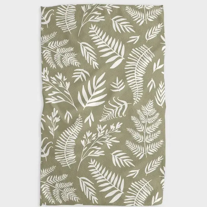 Geometry Olive Kitchen Tea Towel