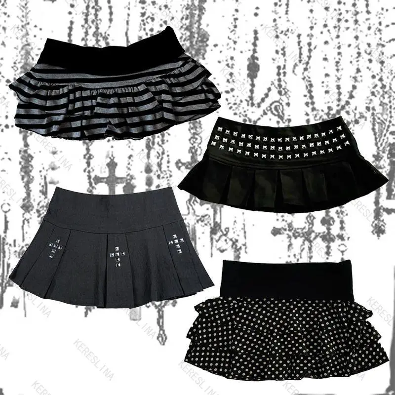 American punk gothic retro style Emo Girl slimfit skirt subculture Harajuku sweet and sexy spicy girl style versatile mini skirt