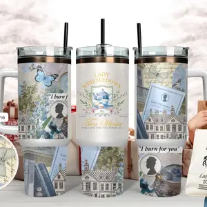 Bridgerton Inspired Lady Whistledown Tumbler, Tea House Aesthetic Stainless Steel Travel Mug, Regency Romance Fan Gift