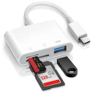 Portable 3-in-1 OTG Adapter - SD Card Reader, MicroSD Card Reader, USB Hub for Phones, Cameras
