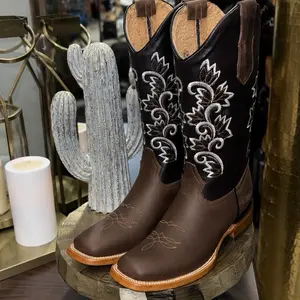 Hilda Women’s Square Toe Cowboy Boots - Dark Brown 100% Leather