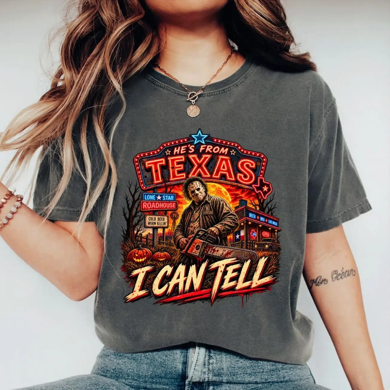 He's From Texas I Can Tell Shirt, Texas Horror Halloween Apparel