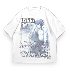 Lain Anime T-Shirt - Serial Experiments Casual Graphic Tee for Men and Women Round Neck Cotton Fabric Aesthetic Menswear Streetwear Top