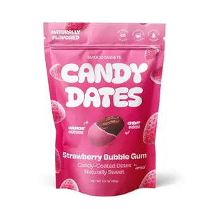 Strawberry Bubble Gum Candy Dates – Naturally Flavored Fruit Snack Bites | Soft & Chewy Treat
