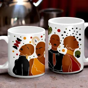 Abstract Cosmos Mug 11oz & 15oz, African American Mugs, Gift for Black Women, Melanin Magic Cup,  Black Girl Power, Black Woman Magic#2396