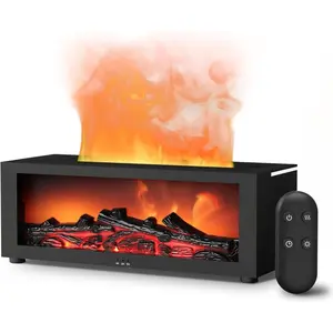 2-in-1 Ultrasonic Essential Oil Diffuser Fireplace Flame Air Diffuser Humidifier Aromatherapy  Diffuser Cool Mist Humidifier with Auto Off Function, Aroma Humidifier with Timer for Home,Bedroom,Office,Yoga