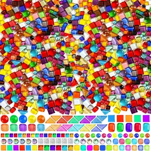 3200 Pcs Colorful Irregular Crystal Mosaic Tiles, 6.6lb Tiny Mosaic Tile DIY Hobbies Children Handmade Crystal Craft for Craft Bathroom Kitchen Home Decoration DIY Art Projects