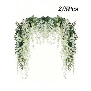 4Pcs 10 Branches Wisteria Hanging Flowers Artificial White Wisteria Vine Silk Wisteria Flowers Garland For Wedding Arch Party Garden Home Decor Easter Gift Wedding Decoration Supplies Aesthetic Room Decor Home Decor, Valentine Day, Gift Gifts Birthday Gra