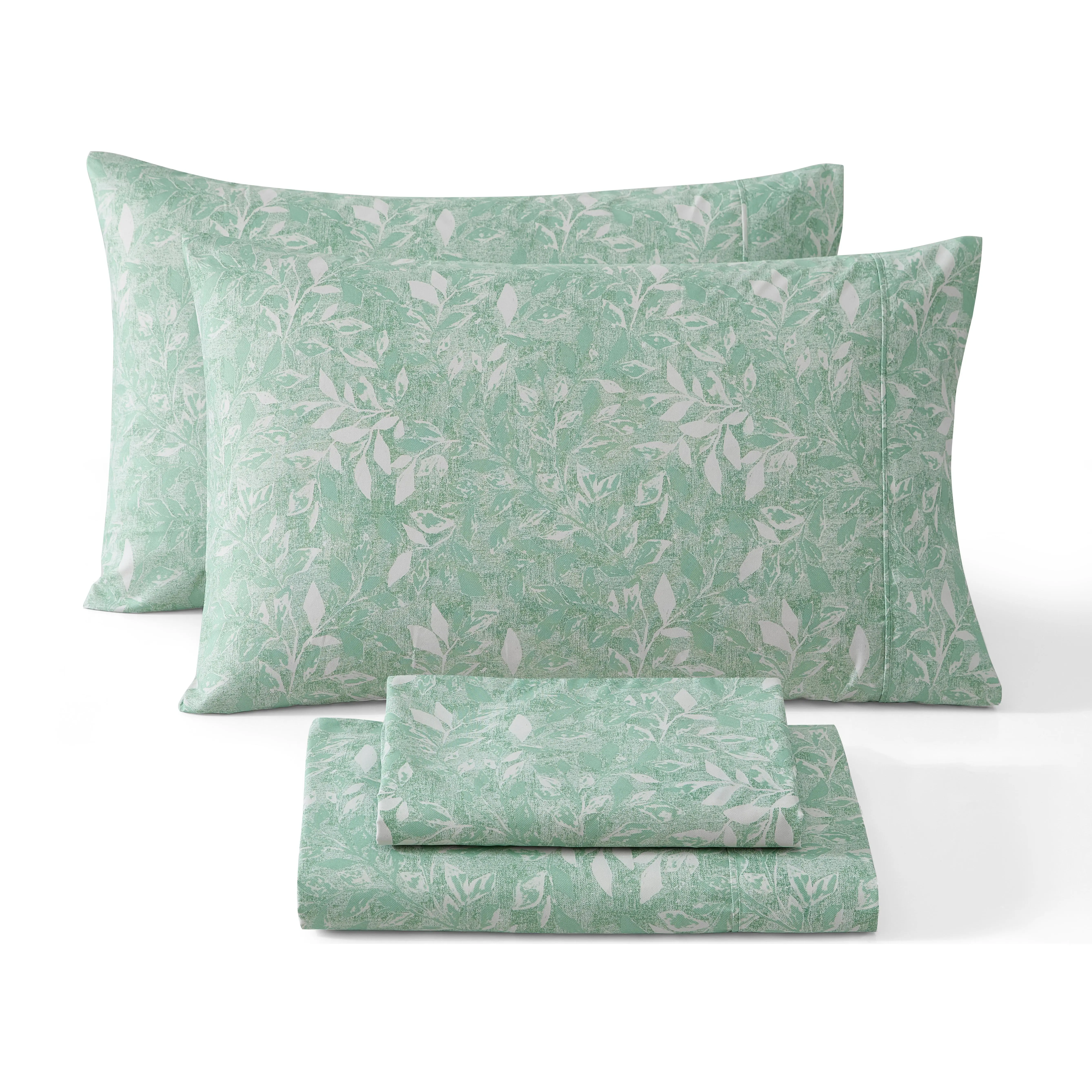 HLC.me Leaves Floral Bed Sheets - Microfiber Twin Full Queen King Sets Multi-Piece - Soft Comfortable Trendy Design - Wrinkle Resistant