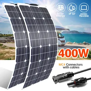 2PCS 100W Semi-Flexible Solar Panel with MC4 Connectors  Monocrystalline Bendable Solar Charger for RV Boat Camper Off-Grid System