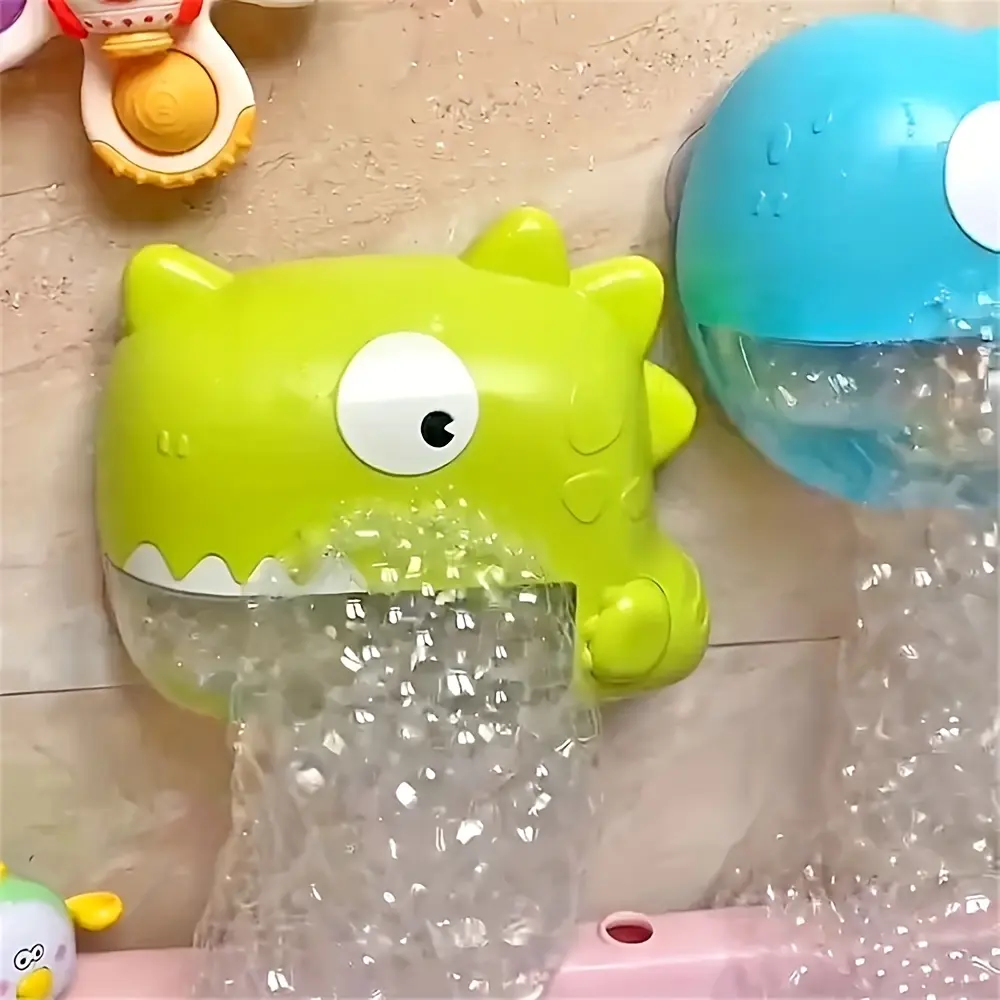 Playful Dinosaurs Themed Automatic Bubble Maker Bath Toy - Non-Woven & Plastic Build, Music Feature, Squirter Design, All Seasons Fun for Unisex Kids (Creates Bubbles for Bath Time)