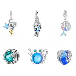 925 Silver-plated Ocean Series Jewelry Charms Collection, DIY Beads for Necklace Bracelet, Perfect Gift for Women