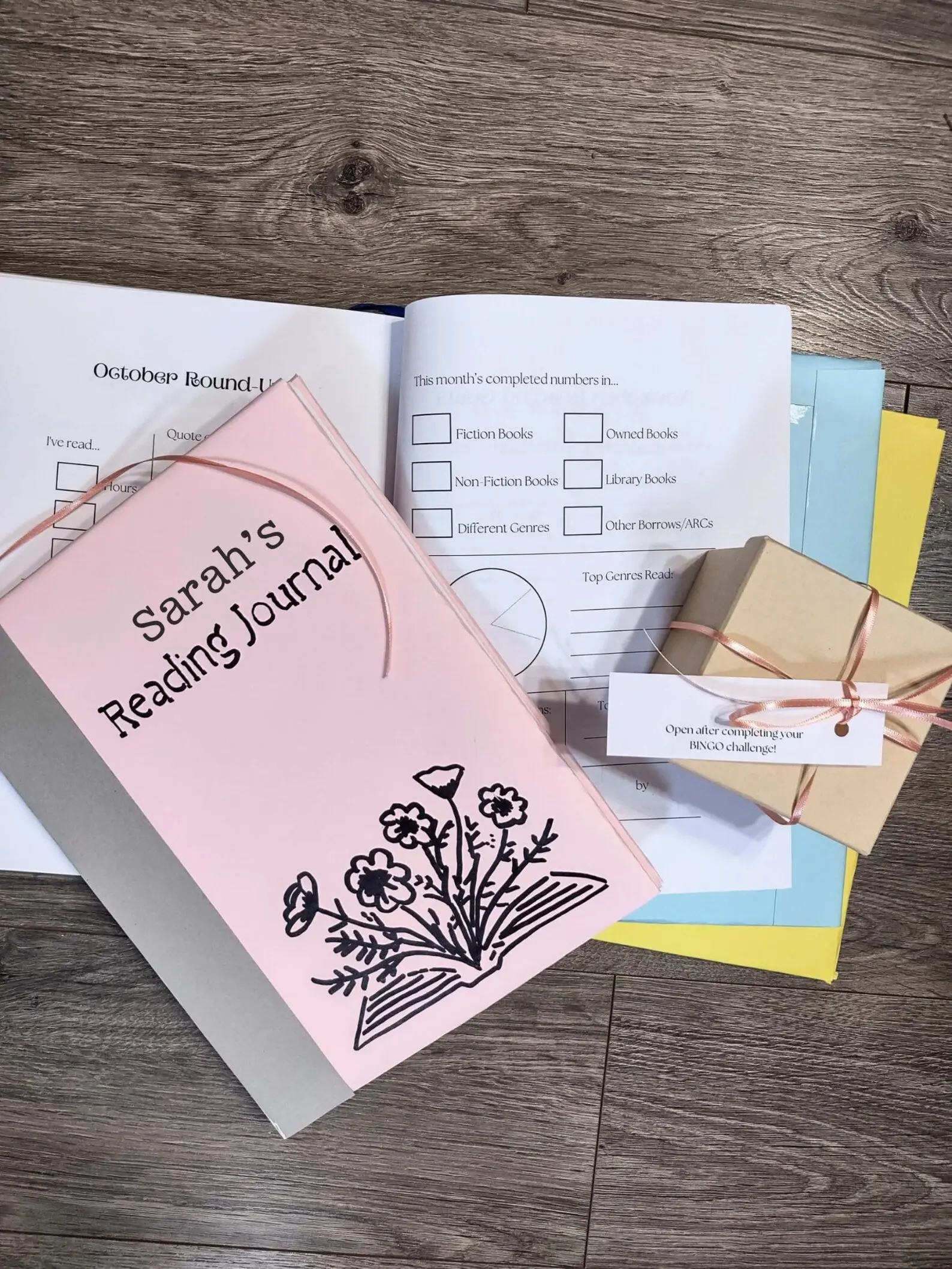 Personalized Reading Journal with Free Gift | 80+ Guided Page Notebook for Readers | Hard Cover with Ribbon Bookmark | Monthly Reading Trackers, Games & More