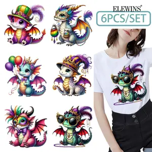 6 Sheets Carnival Dragon Heat Transfer Vinyl HTV Iron on Patches for T Shirts Jeans Backpacks DIY Craft Supplies for Kids Adults
