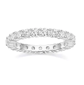 18K Gold Plated CZ Eternity Band Ring for Women Sparkly Stackable Diamond Look Promise Engagement Wedding Band Dainty Minimalist Ring Cubic Zirconia Fashion Jewelry Anniversary Birthday Gift for Her Everyday Wear Bridal Thin Stacking Ring