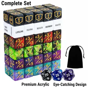 63-Piece MTG Dice and Counters Set – Ability Keywords Tokens, Shield Life Counters, 6-Sided Dice for Magic: The Gathering TCG Accessories waterproof