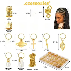 Hair Jewelry for Braids, Loc Jewelry for Hair Dreadlock, Charm Accessories for Women, Metal Gold Braids Rings Cuffs Clips for Dreadlock Accessories Clips Rings Extensions Decorations