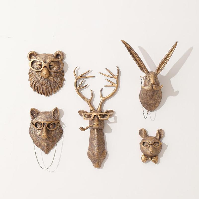 Creative Resin Animal Head Wall Hanging, Fox Head Wall Hanging, Resin Material, Wall Art, Home Accents, Personalized Style, Visiting Gift