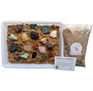 Karma's Gems 2 lb Raw Bag - Raw Stones with Sand, Includes Identification Chart, 2 lb Bag, 8 Inches Tall, 5 Inches Wide